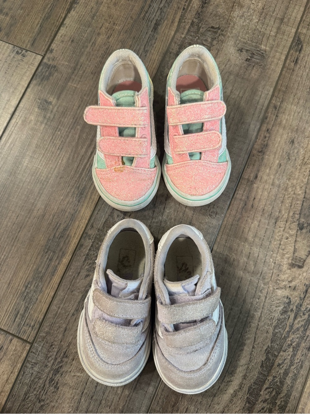 Vans Kids Glitter Velcro Sneakers - Pink & Mint